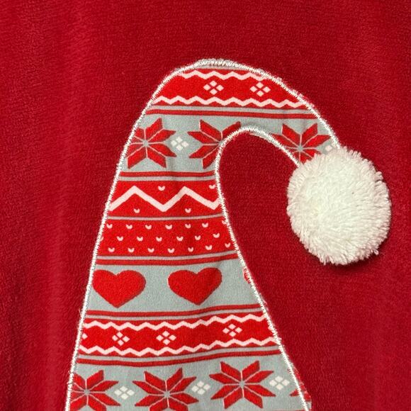 POOF New York red velour gnome Santa Christmas top soft holiday size small - Picture 3 of 4
